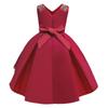 Little Girl Red Sleeveless Pleated Embroidered Princess Dress