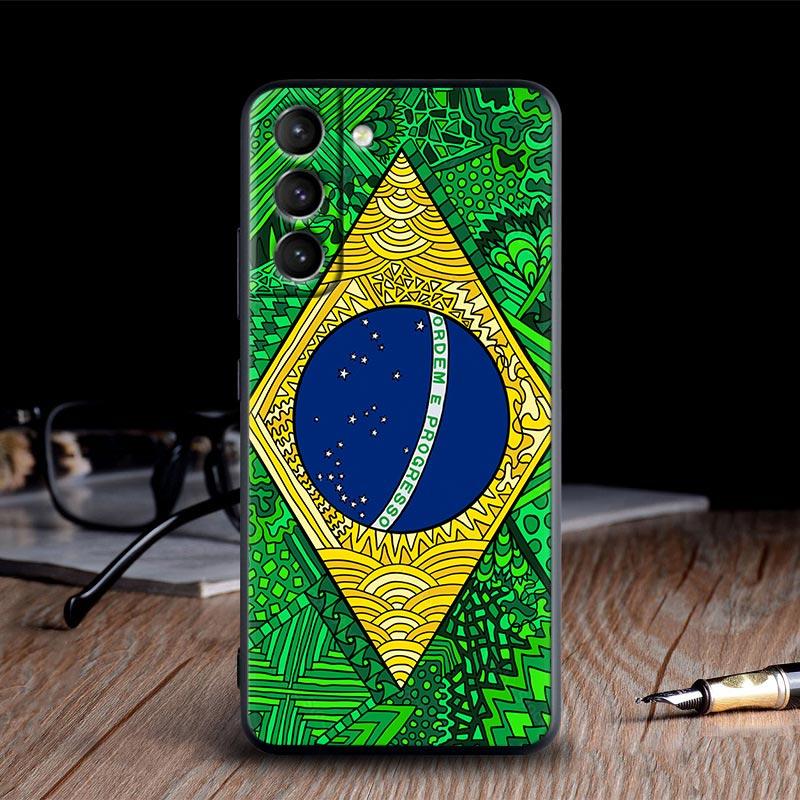 Brazil Flag Silicone Case For Samsung S23 Ultra S24 5G S21 S20 FE Back Cover Galaxy S22 s23 S24 S10 Plus Case Brazilian Football
