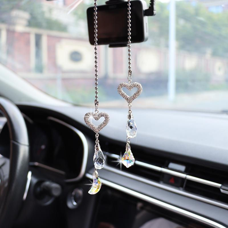 

1 шт. автомобильный подвесной орнамент кулон Bling Алмазный кристалл звезды Луна зеркало заднего вида подвески авто интерьер аксессуары для стайлинга 01
