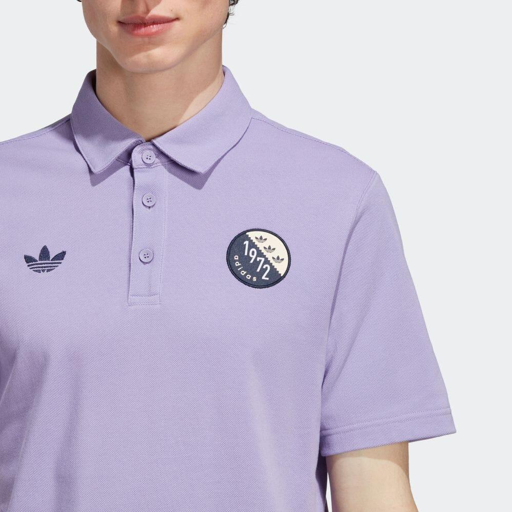 adidas Originals Blokepop Logo Print Short Sleeve Polo Shirt Men Polo Shirts Magic-Lavender IP7170
