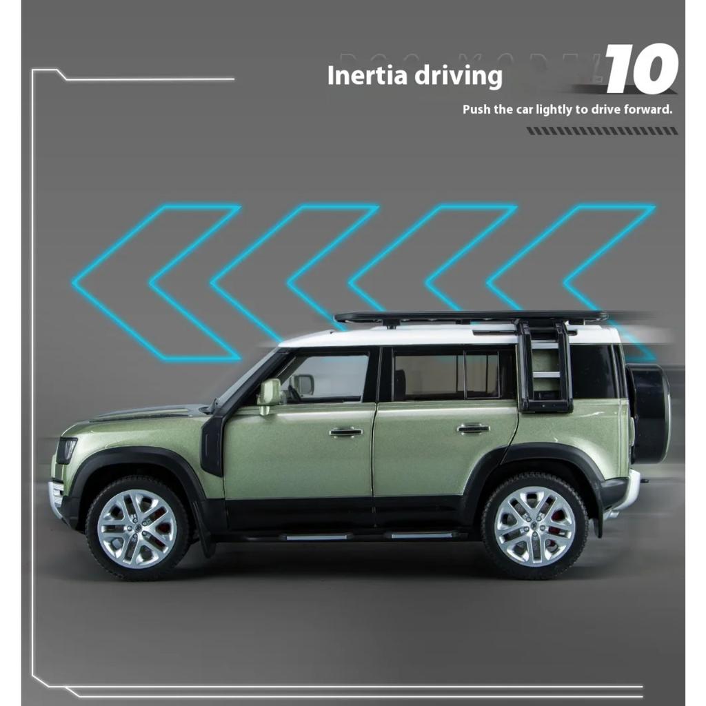 1/18 Scale Land Rover Large Defender 110 Alloy Car Model Toy Gift, Simulated Sound and Light Children's Toy Car, Birthday Gift for Boys