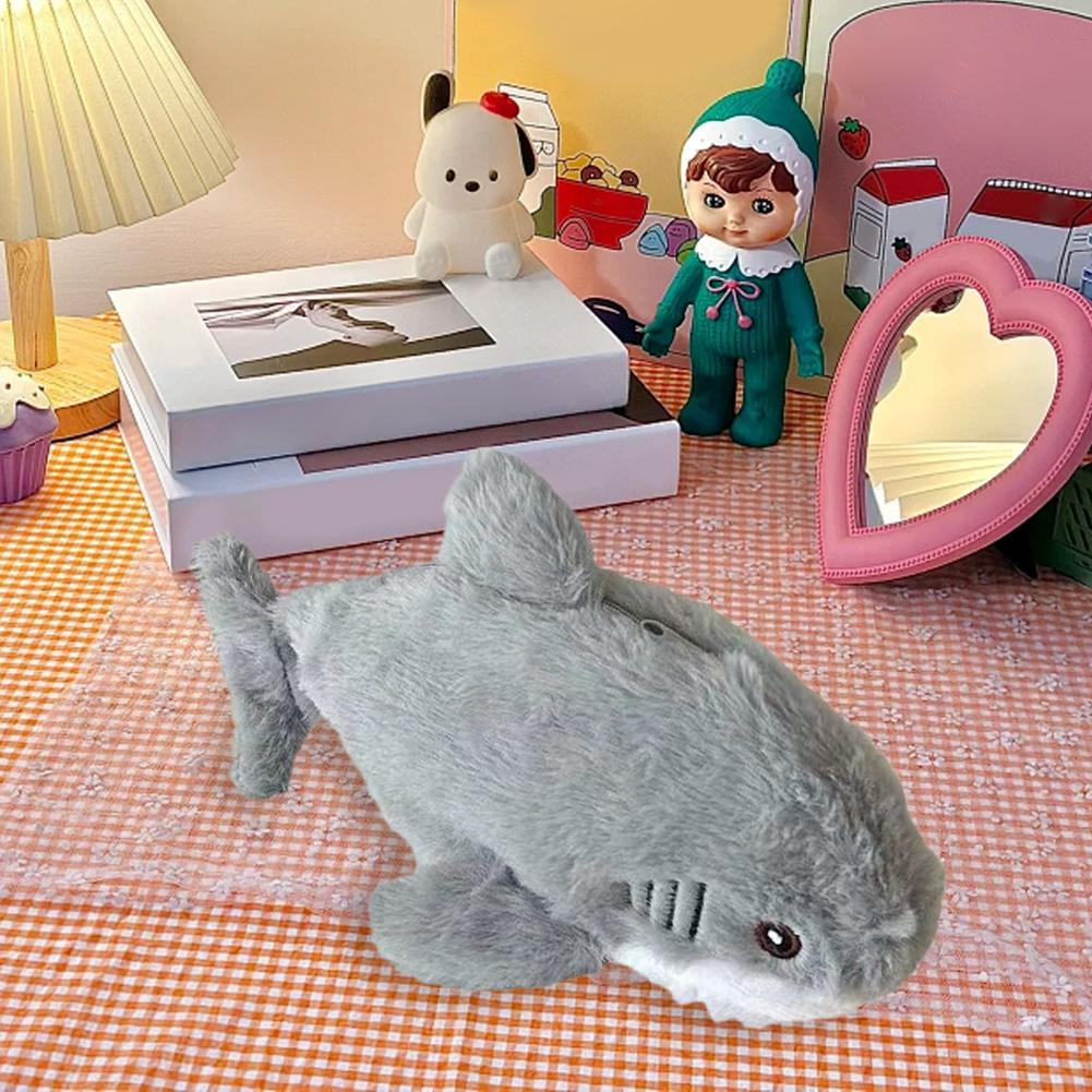Cute Fluffy Pen Bag Large Capacity Plush Shark Stationery Bag Portable Kawaii Pencil Bag for School Office Supplies
