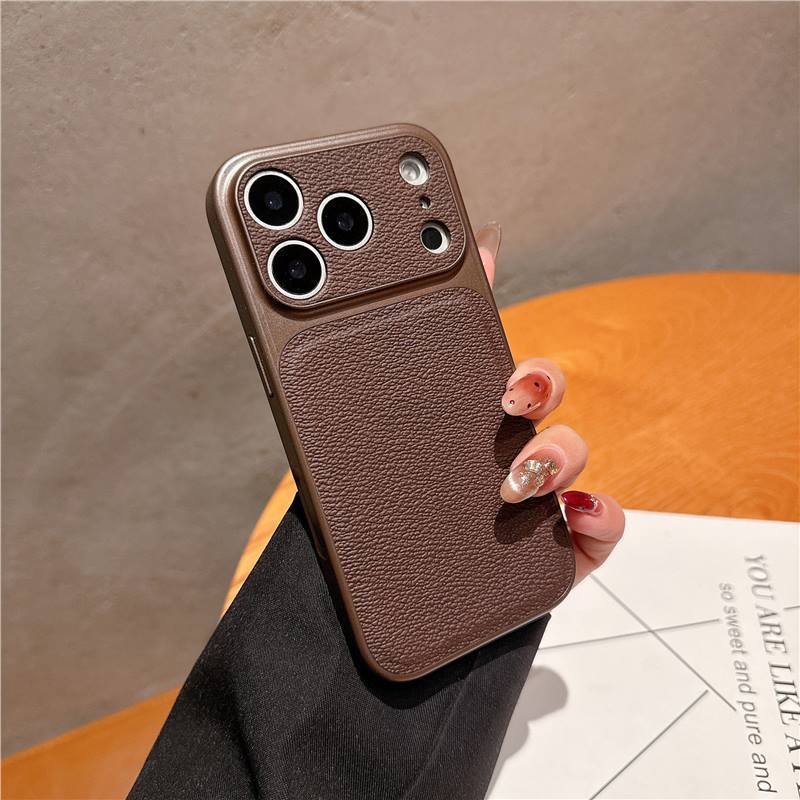 The window becomes larger in seconds iPhone17promax lychee pattern mobile phone case is suitable for Apple 16 leather pattern 15 niche new models