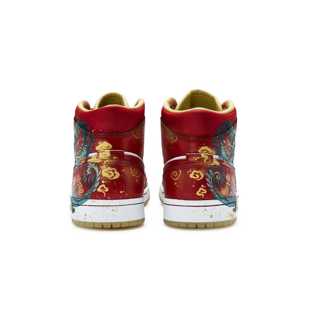 Jordan Air Jordan 1 811 Manufacturing, Wealth And Prosperity Dragon Cushioning Mid Top Vintage Basketball Shoes Unisex DV0576-176(Team80-)