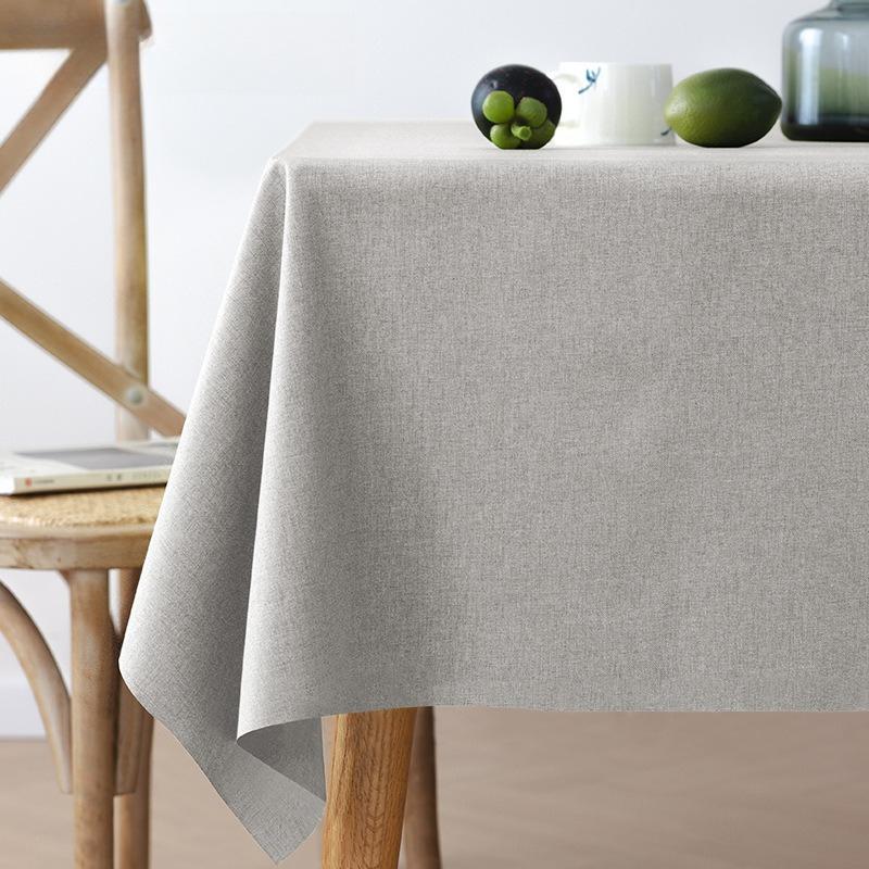 Solid Color Rectangular Table Cloth Waterproof Oil Resistant Household Dustproof Dining Table Cloth Simple and Wear-resistant