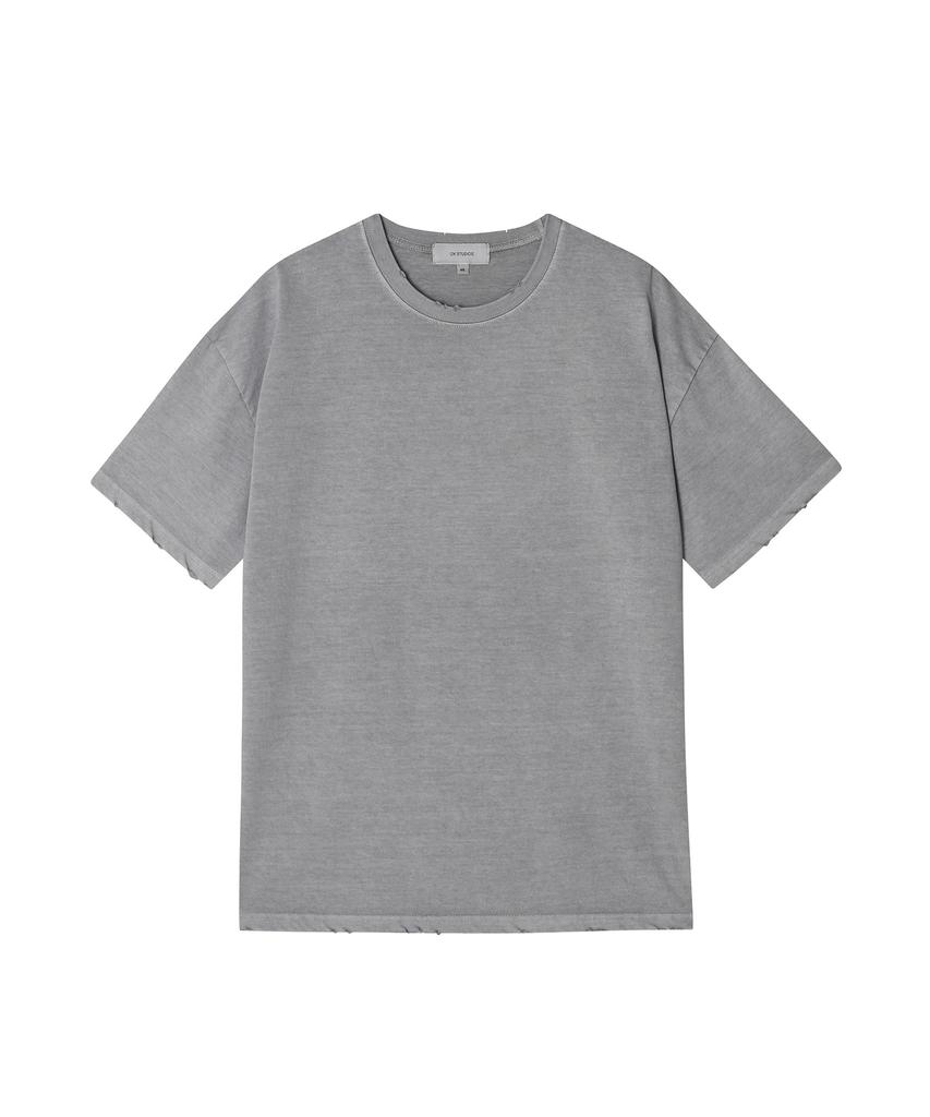 OX STUDIOS Pigment Damaged T-Shirt (Gray)
