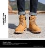 Unisex Yellow High-Top Waterproof Martin Boots – Trendy Autumn/Winter Cowhide Workwear for Couples
