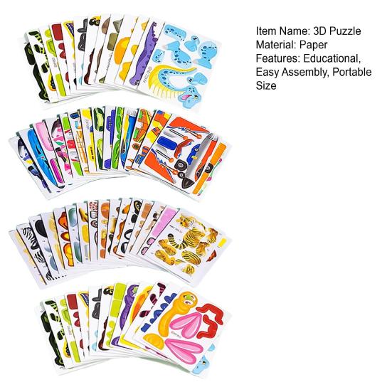 100 Teile/satz Kinder 3D Cartoon Puzzle Tier Dinosaurier Flugzeug Lernen DIY 3D Jigsaw Puzzle Pädagogisches Montage Spielzeug Kleinkinder Jungen Mädchen Geschenk