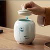 Creative Lotus Ceramic Tea Caddy Sealed Multifunctional Food Container Moisture-proof Candy Nuts Coffee Bean Powder Storage Jar