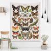 Cottagecore Butterfly Illustration Tapestry, Retro Papillons Chart with Colorful Species,Aesthetic Wall Art for Boho Rustic Home