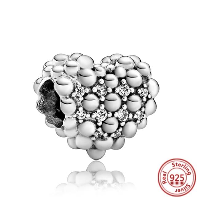 925 Sterling Silver Heart Circular Animal Beads Original  Charm Bracelet For Women DIY Fashion Silver 925 Jewelry Making