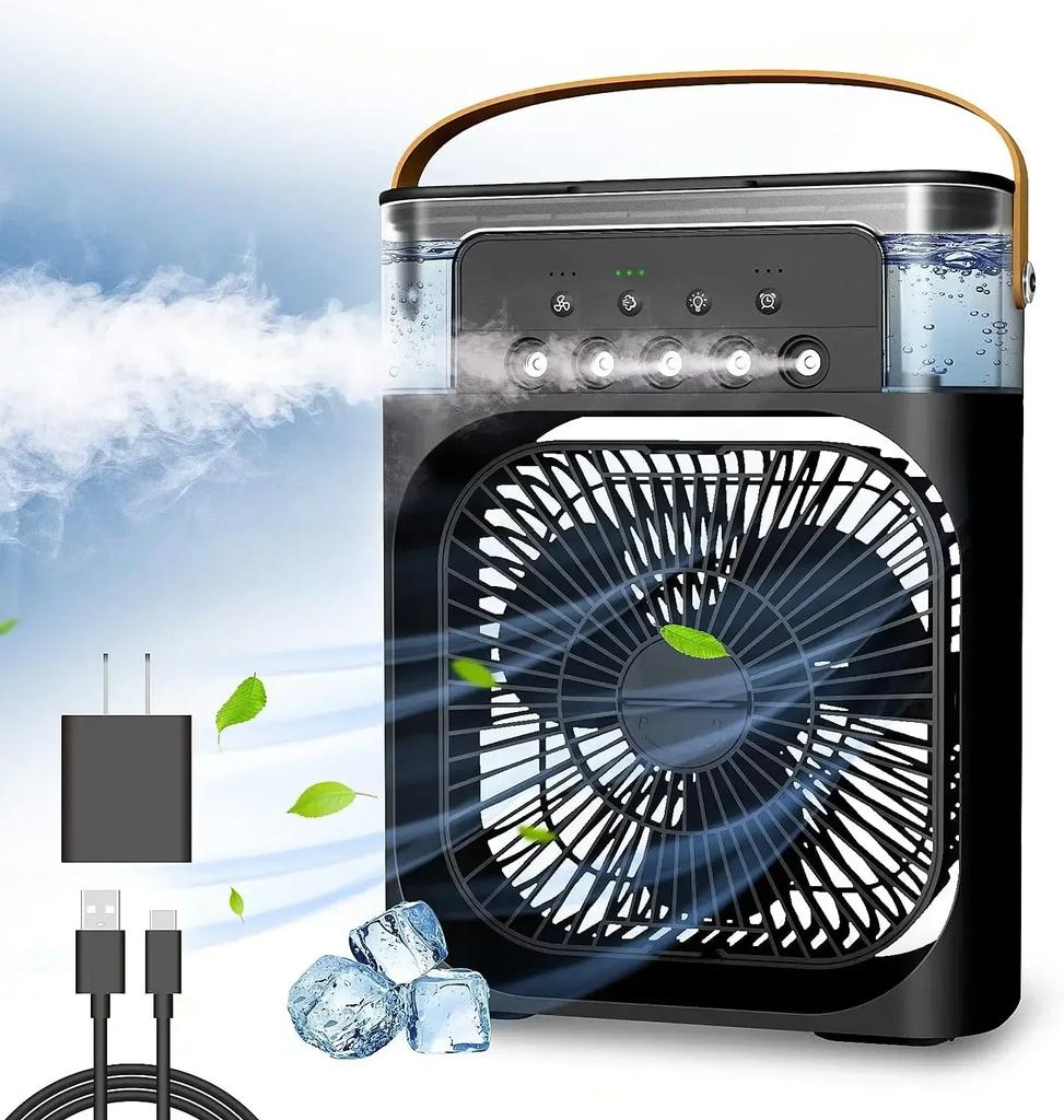 Portable Air Conditioning Fan 3 In 1 Cooling Unit with Color Changing Mood Light Programmable TimerThree Fan Speed and Mist Mode