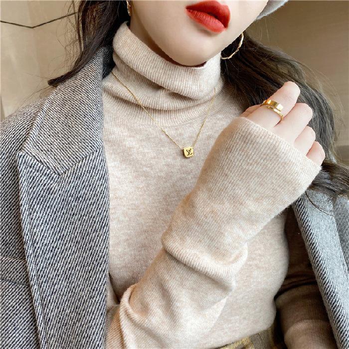 Women's Slim-Fit White High-Neck Sweater - Autumn/Winter 2026 Knitwear