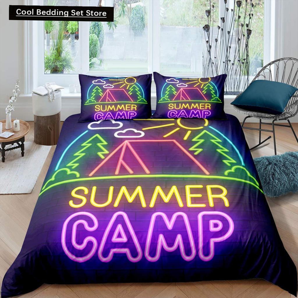 Camping Äventyr Kung Drottning Påslakan Utrustning Yxa Stock Sängkläder Set Lägereld Spade Täcköverdrag Polyester Täckeöverdrag