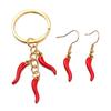 304 Stainless Steel Red Chili Oil Drip Pendant Charm, Vacuum Electroplated, 6x20mm