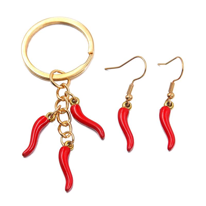 304 Stainless Steel Red Chili Oil Drip Pendant Charm, Vacuum Electroplated, 6x20mm