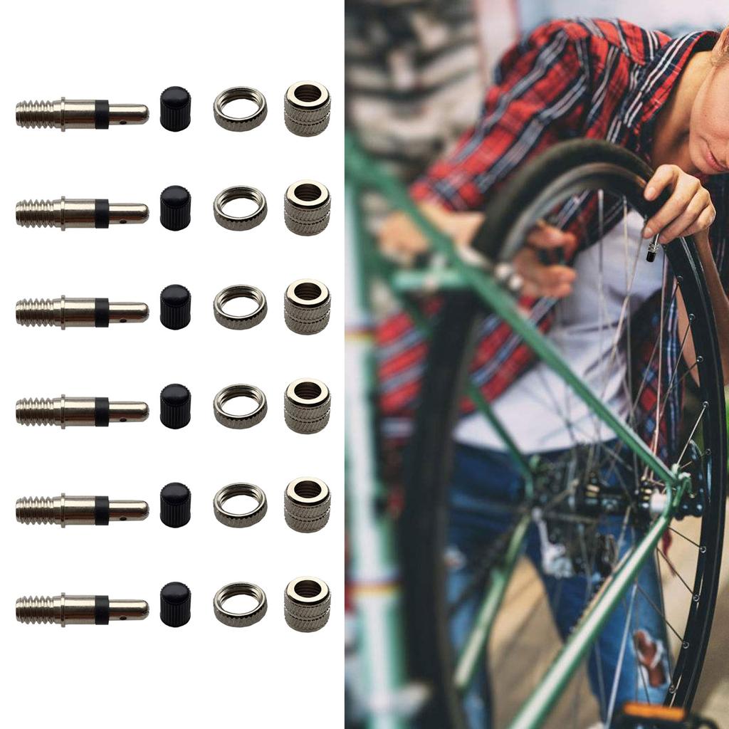6Pcs Bike Replacement Cores Valves Stem Replacement Bike Removal Tool Valves Cores Bike Cores Valves Repair Tool Set