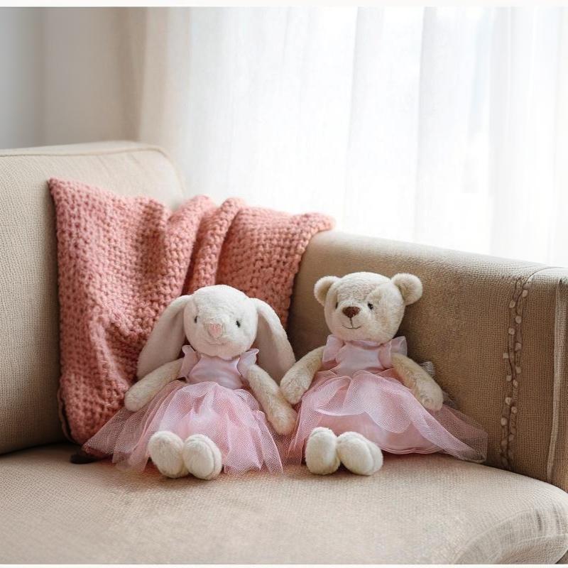 1 Adet 28cm Sevimli Bale Eteği Ayı ve Tavşan Peluş Oyuncak Sevimli Sakinleştirici Hayvan Bebekleri Tavşan Oyuncakları Doğum Günü Noel Hediyesi