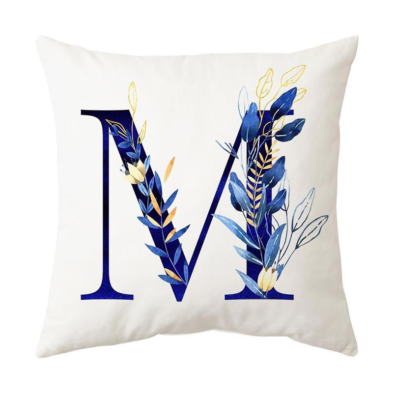 Blue Letter Printing Pillowcase Home Living Room Sofa Car Bedroom Decorative Pillowcase Pillowcase