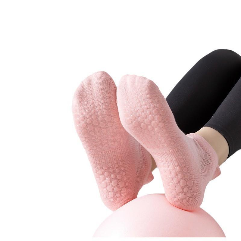 Womens Cotton Yoga Socks With Silicone Grip Non-Slip Sole Breathable Mesh Indoor Fitness Pilates Short
