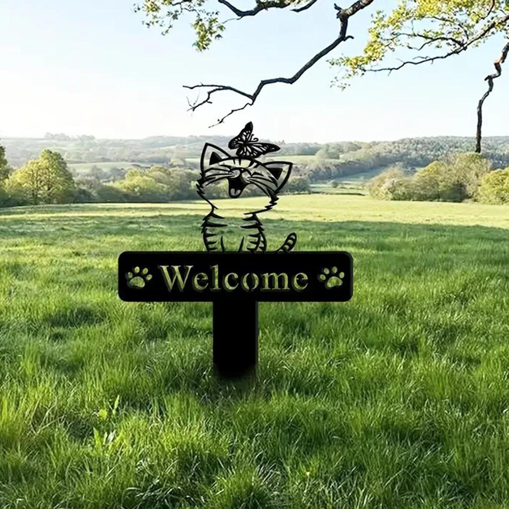 Wetterfeste Metall Katze Gartendekorationen Dekorative Rasenstecker Heimschmuck für personalisierte Garten- und Terrassenbereiche