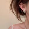Flower C-shaped Stud Earrings French Fashion Cold Temperament Earrings Unique Niche High-end Earrings