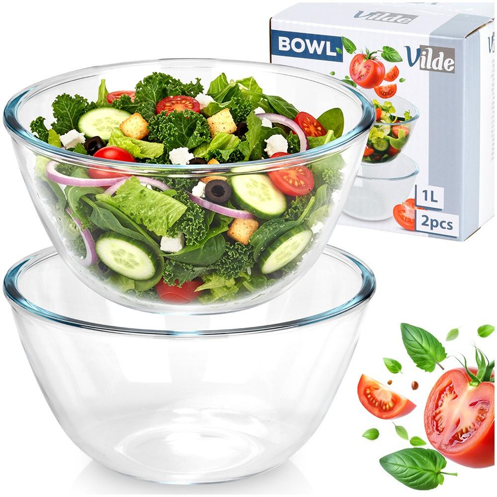 Glass salad bowl 17 cm, 1 l 2 pcs.