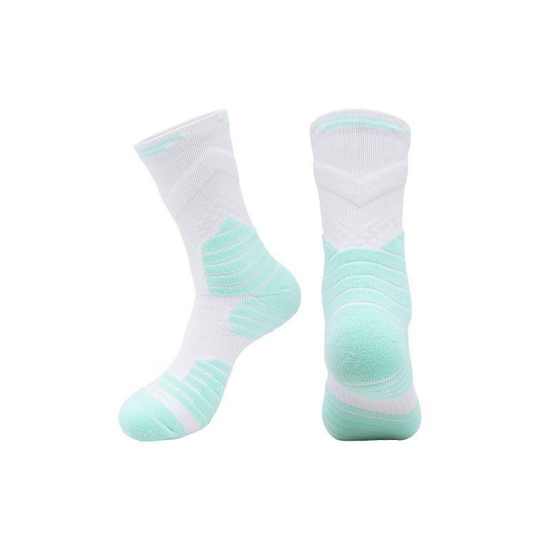Summer Elite Men's Anti-slip Mid-calf Sports Socks: Durable, Thick, Towel Bottom, Perfect for Basketball & Cycling.