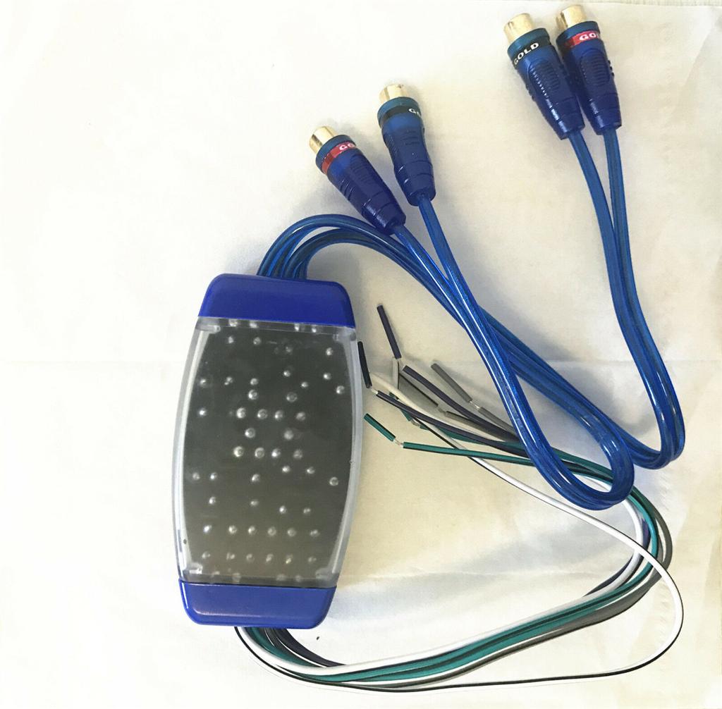 Car SUV Stereo Radio Speaker Wire 4-Way RCA Hi/Lo Line Level Converter Adaptor
