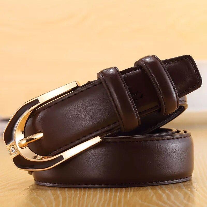 Ladies Leather Pin Buckle Belt Fashion Ladies 3.0 Fine Pants Belt Candy Color