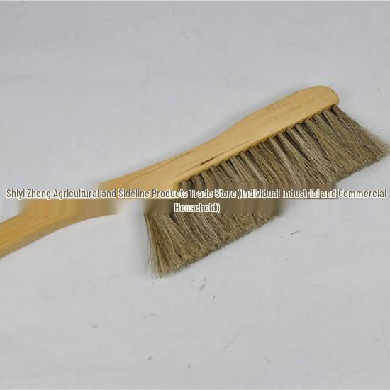 Wooden Handle Bee Brush with Soft Fiber Bristles - Gentle 3-Row Honey Bee Cleaning Tool