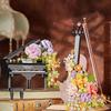 Piano Bricks Violin Musical Instrument Flower Building Blocks Mini With Light Home Decor Christmas Gift Toys For Child Adults
