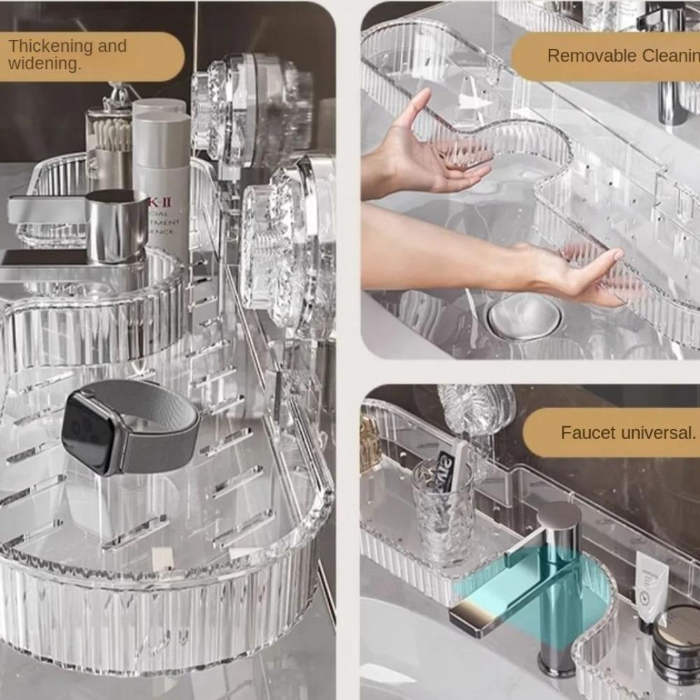 Wall Mounted Bathroom Storage Shelf Suction Cup Toilet Washstand Organizer  Mirror Front