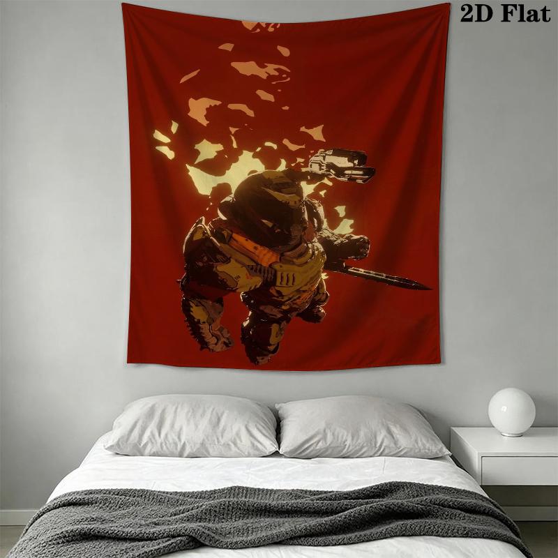 DOOM The Dark Ages Wall Tapestry Aesthetic Wall Hanging Printed Fabric Blanket Decorative Tapestries for Bedroom Living Room Home Decor