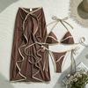 Sexy 3 Pieces Bikini Set Micro Bikini Women Swimsuit Female Swimwear Long Skirt Bikini Set Bathing Suit Beachwear Cover Up