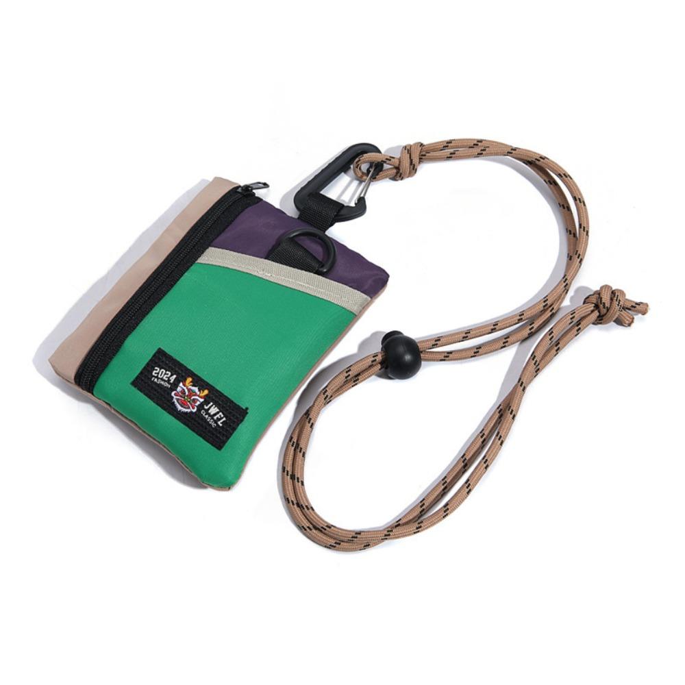 New Nylon Coin Purses Neck Strap Lanyard Mini Coin Bag Cartoon Card Holder Student