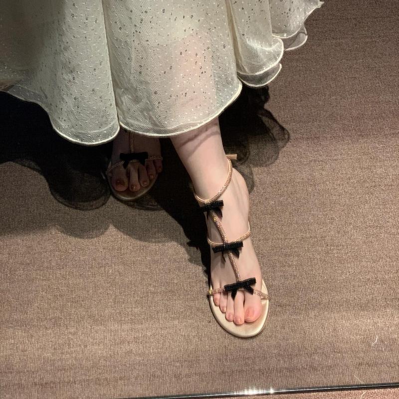 

Fashion Luxury Bowknot Thick Heel Sandals Women Elegant Ankle Strap Party Shoes Woman 2025 Med Heels Gladiator Sandalias Mujer 35 шампанского