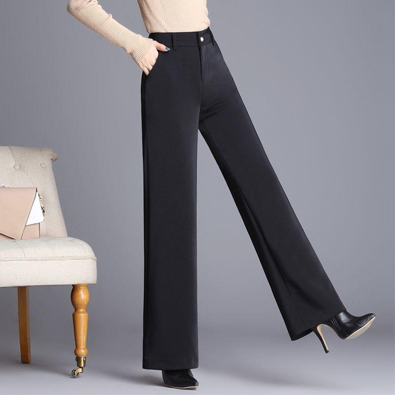 Women's High-Waisted Wide-Leg Pants: Autumn Drape, Loose Fit for Runway, Square Dancing, Social & Latin Dance, and Mother's Wear.