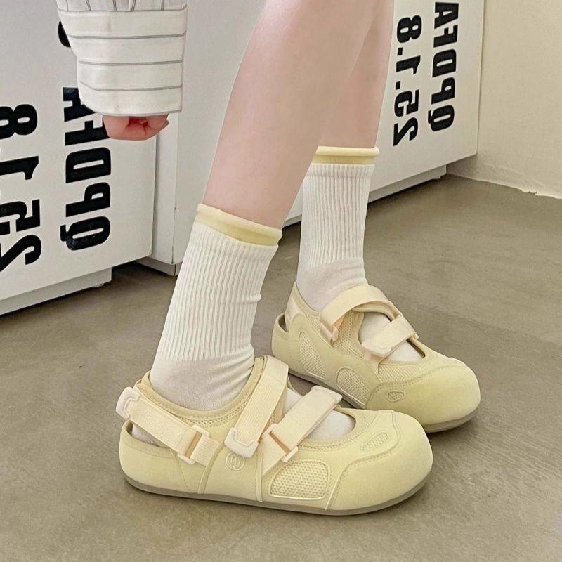 High-value thick-soled sports bag head sandals women's new summer little white shoes with skirts Velcro single shoes