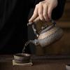 Hemp Rope Handle Dried Wood Loop-Handled Teapot Japanese Gilding Iron Glaze Teapot Small Size Teapot Tea Maker Tea Kettle