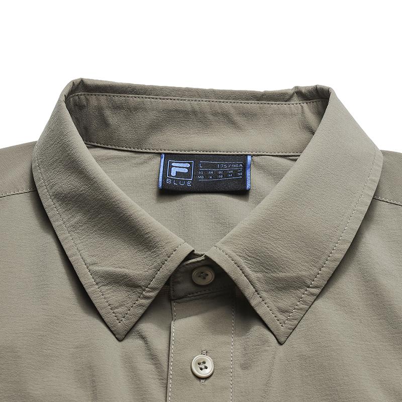 Fila Blue Fashion Simple Classic Personality Casual Everyday Versatile Comfortable Loose Woven Shirt Men shirts Rock-Brown F11M622409FBN