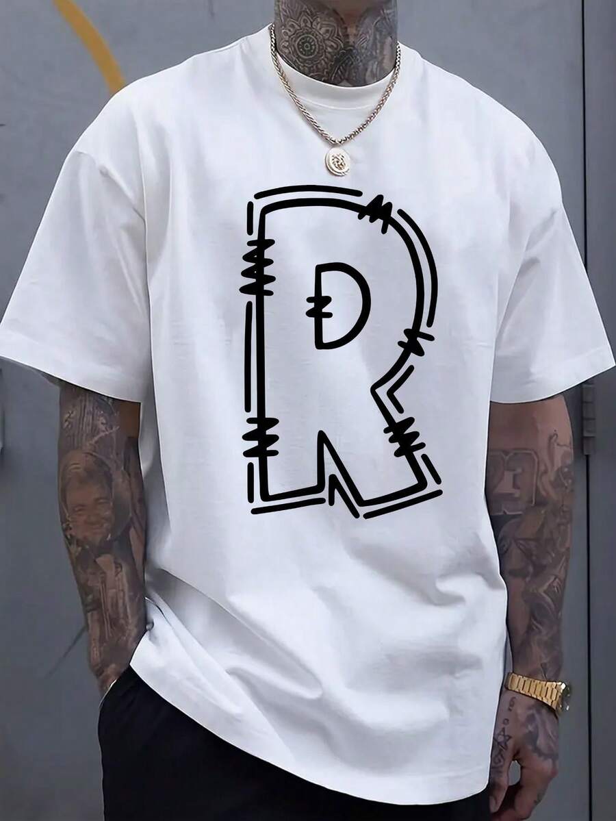 

Unisex s R-Letter Graphic Print Short Sleeve T-Shirt S