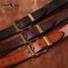 Móda Osobnost Retro Zesílený Hladký Vrchní Vrstva Hovězí Kůže Pravá Kůže Pánský Opasek Drsný Chlap Měděná Přezka Opasek
