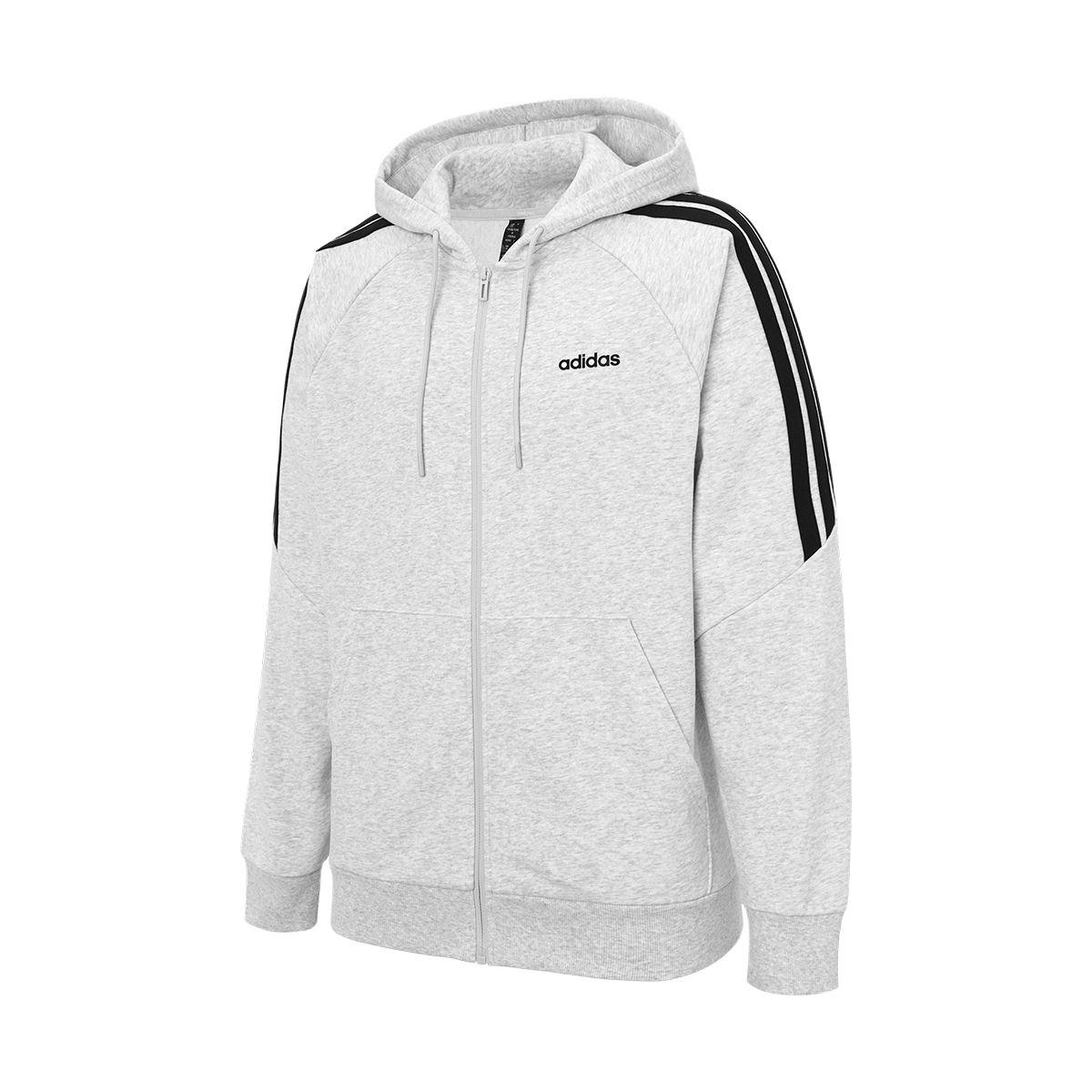 

Adidas Hooded Zipper Comfortable Striped Long Sleeve Jacket Unisex Jacket Light-Gray KA2579 XS