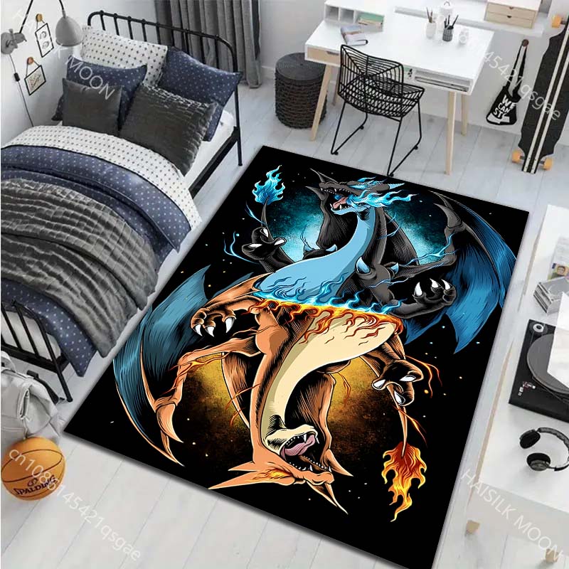 1PC Classic Japanese Charizard Pattern Cartoon Carpets Living Room Bedroom Bedside Floor Mat Area Rug Home Decor Gifts Potdemiel