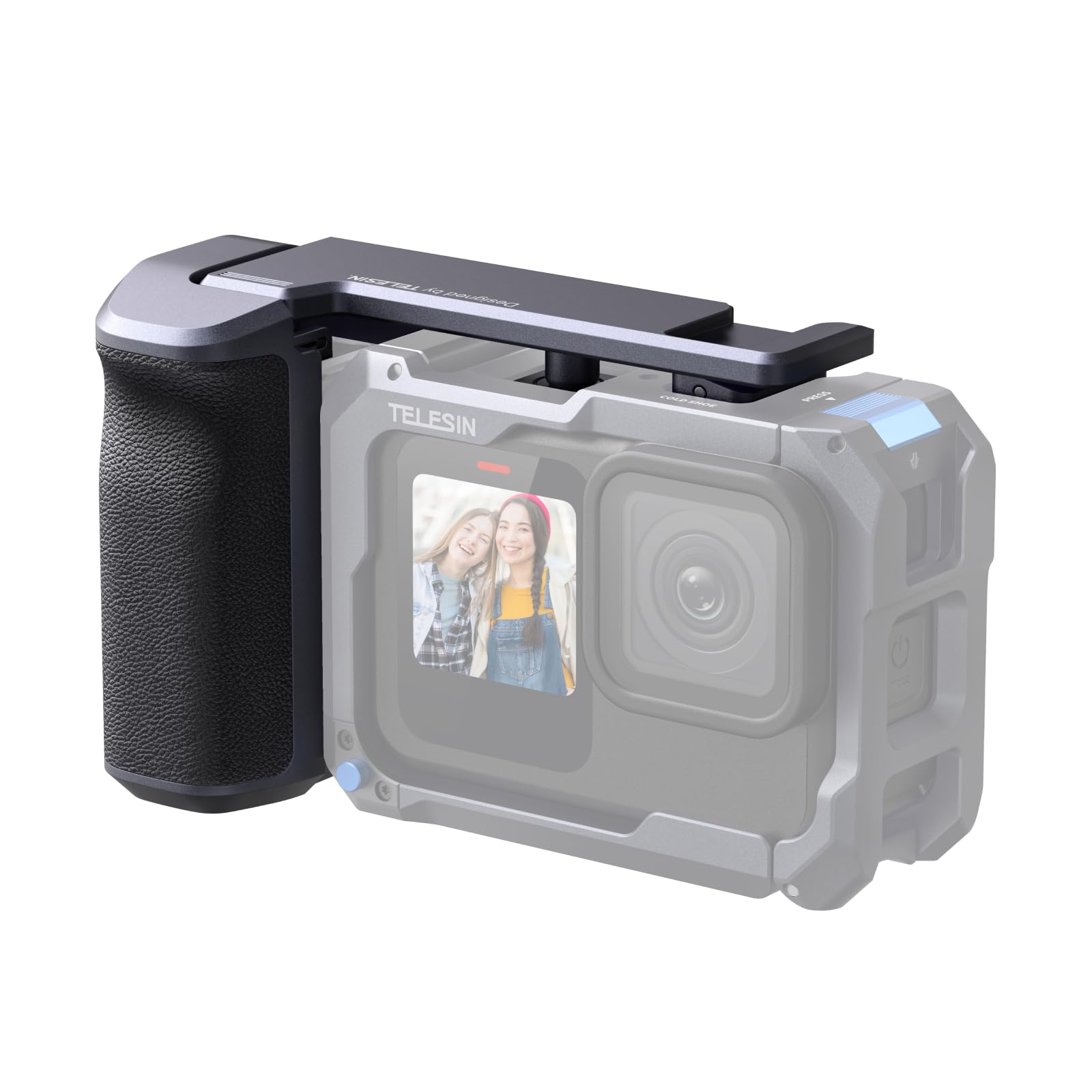 

TELESIN Вулична ручка для камери для HERO Ергономічний тримач для камери з дизайном кнопки-гойдалки та ручкою для запасної TF-карти Аксесуар для екшн-камери для HERO чорний