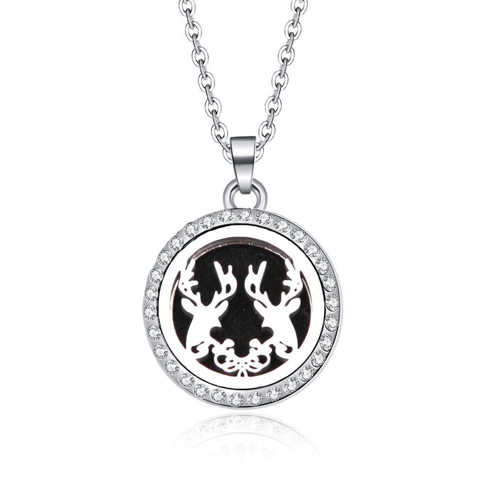 In-Stock Aromatherapy Hollow Diamond Pendant Necklace