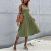 Women's Summer Casual Solid Color Square Neck Sleeveless Dress