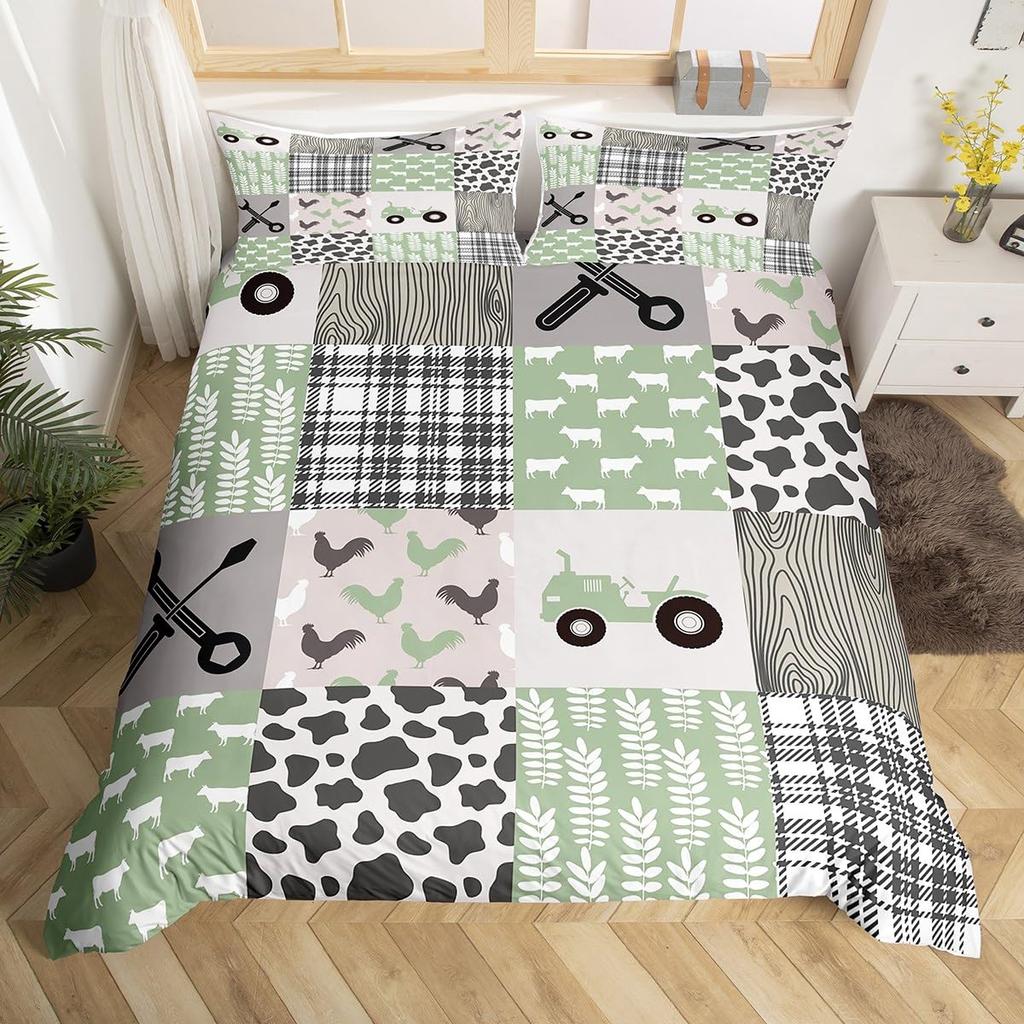 Cow Print Duvet Cover Twin Size, 3 Pieces Cow Bedding Set with 2 Pillowcases, Black and White Comforter Cover Bedroom Decor