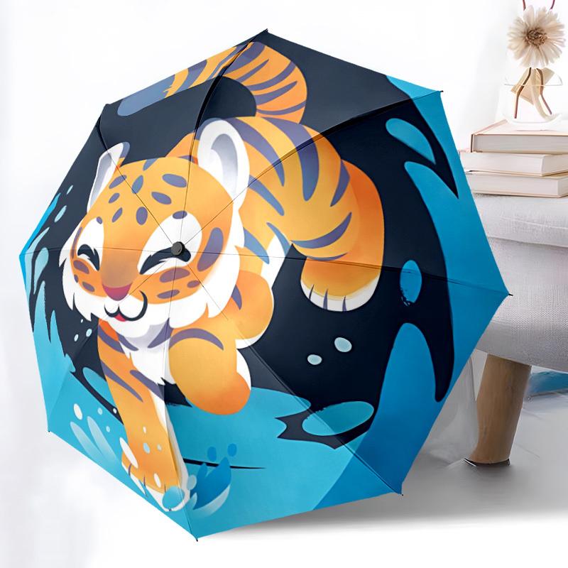 

1pc Tiger Cub, Water Splash Automatic Umbrella - Automatic Opening And Closing, Sturdy Iron Frame, Portable Folding Design yy251018246